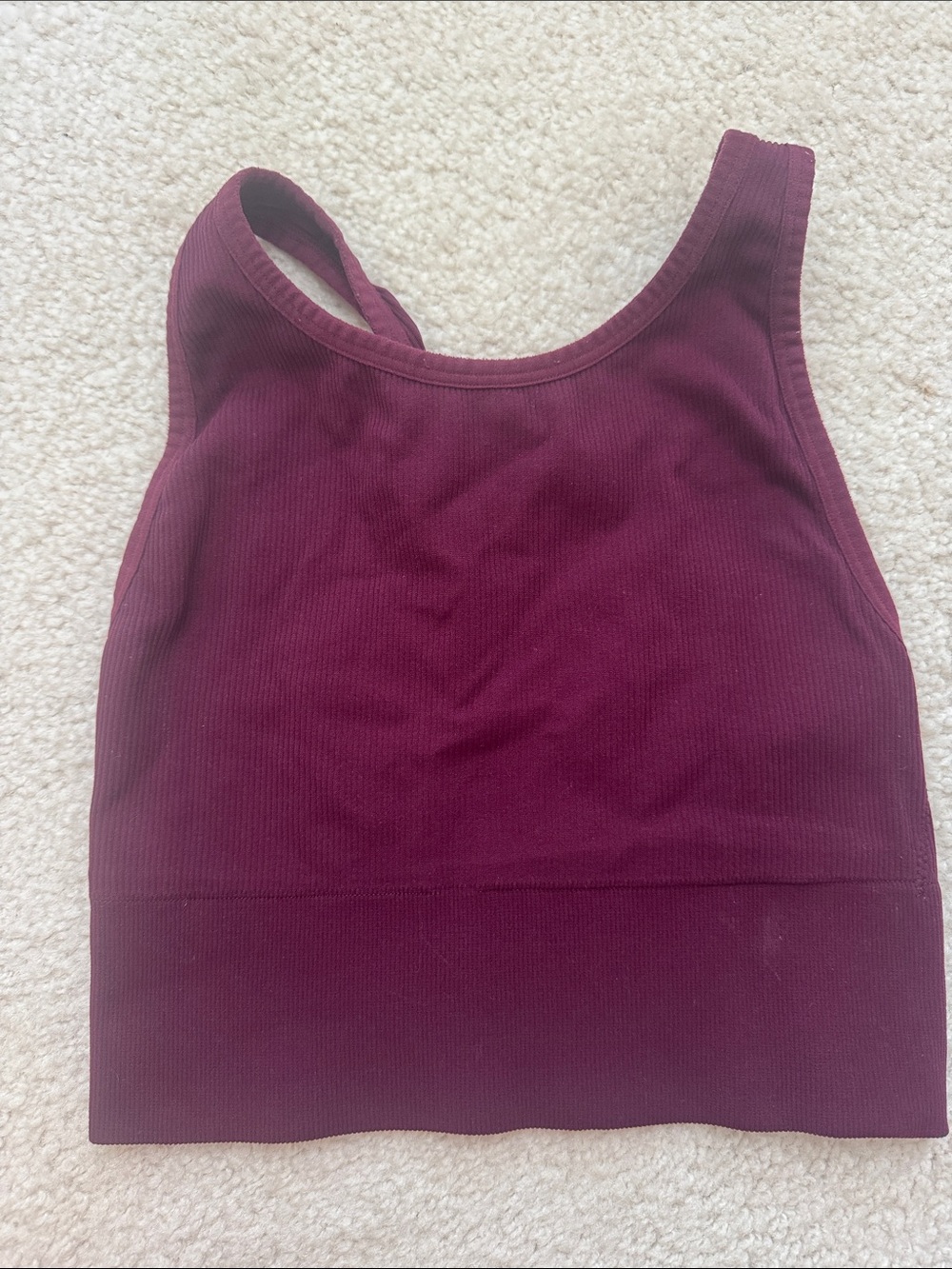 Women's Ribbed Tank Crop Top - Burgundy